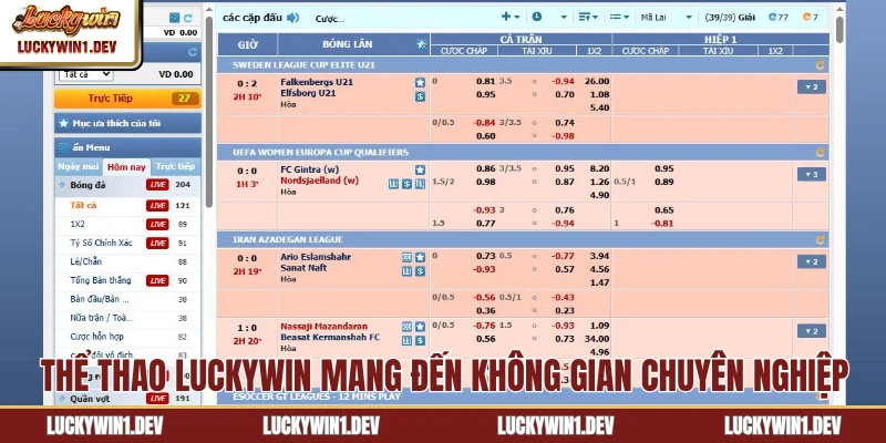 Thể thao LuckyWin mang đến không gian chuyên nghiệp